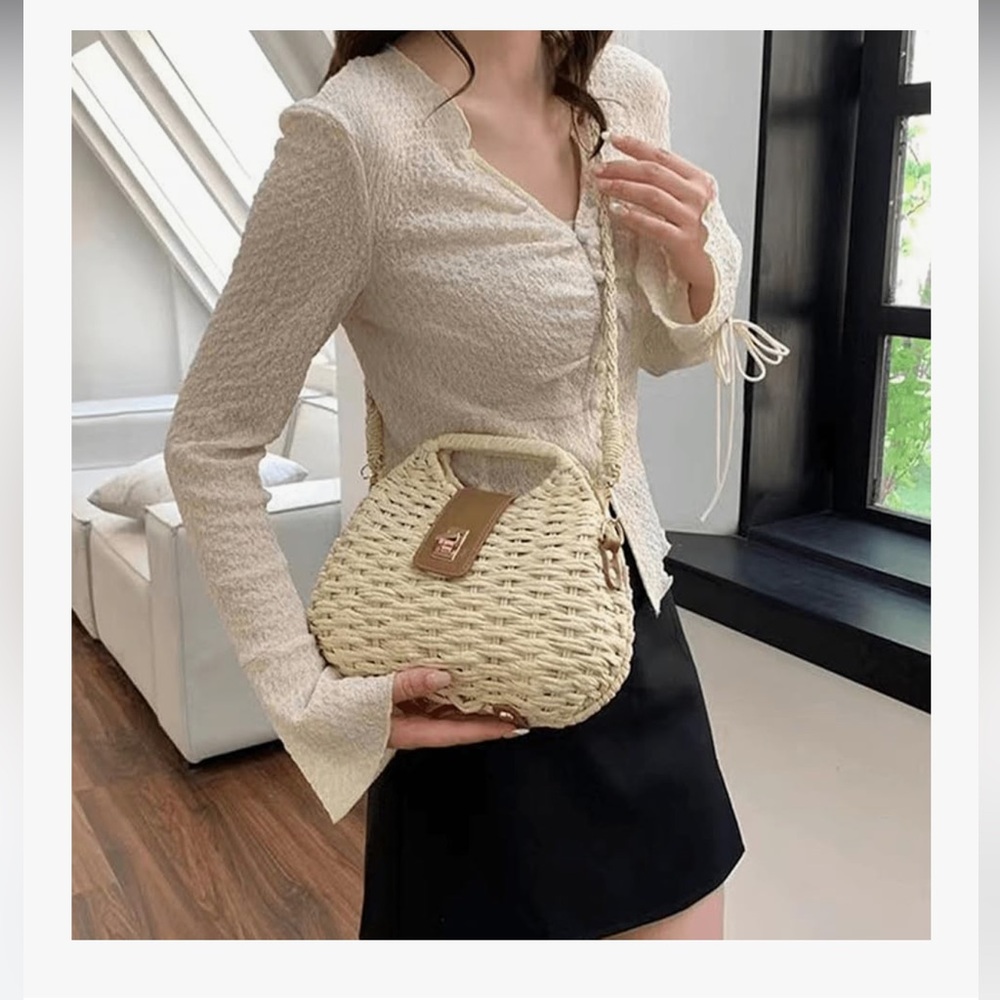 🆕 Straw Clutch Purses for Women Rattan Woven Beach Handbag - Picture 5 of 8